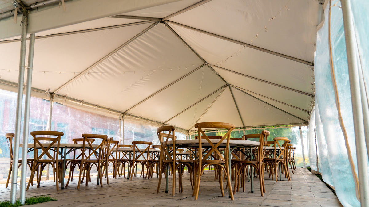 20x40 frame tent layout with round tables